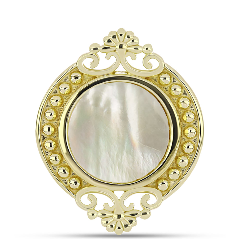 Anillo de Plata Bañada en Oro con Madreperla 1 