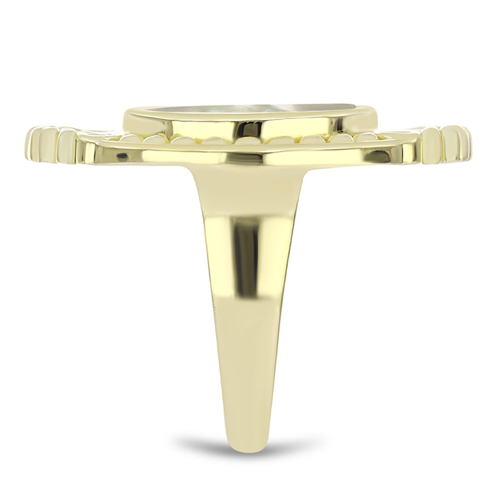 Anillo de Plata Bañada en Oro con Madreperla