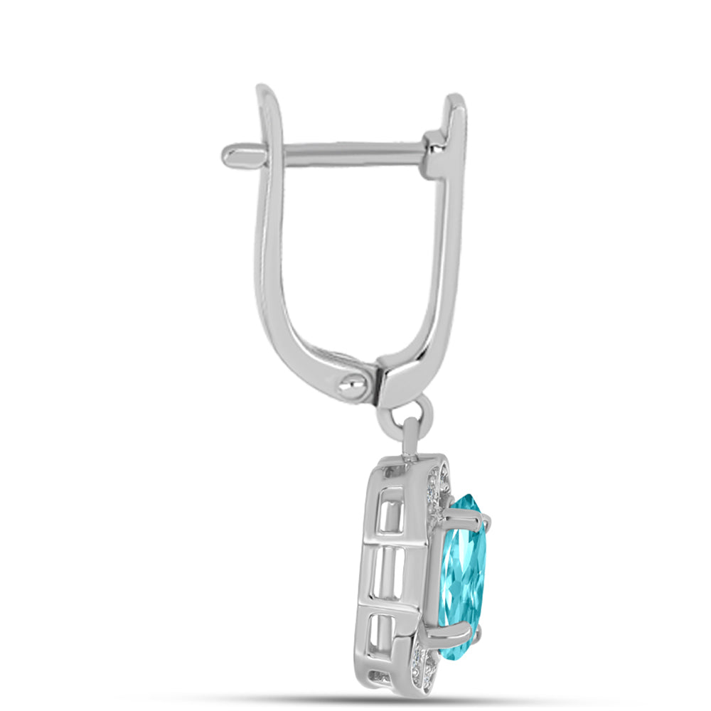 Pendientes de Plata con Cuarzo Paraiba y Topacio Blanco 2 