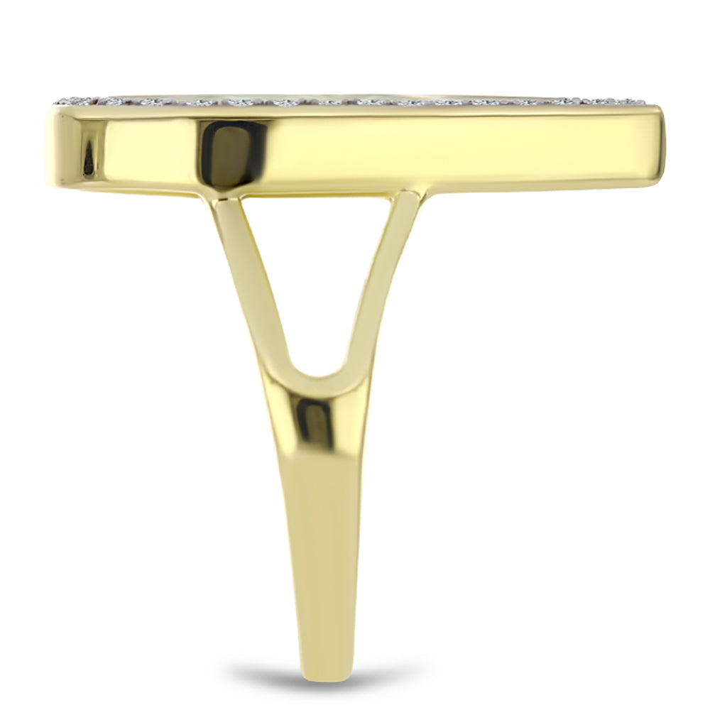 Anillo de Plata Bañada en Oro con Madreperla y Topacio Blanco 4 