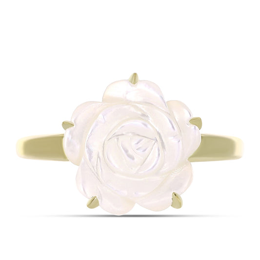 Anillo de Plata Bañada en Oro con Madreperla