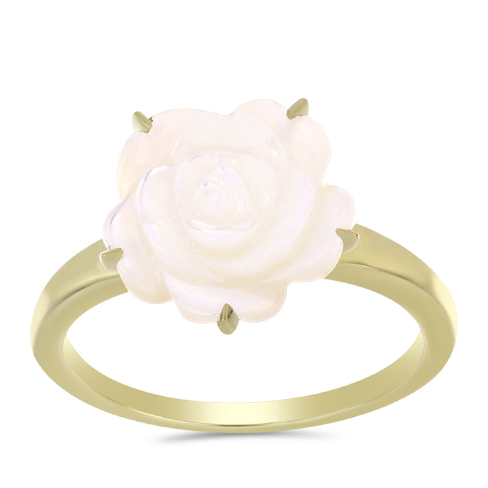 Anillo de Plata Bañada en Oro con Madreperla