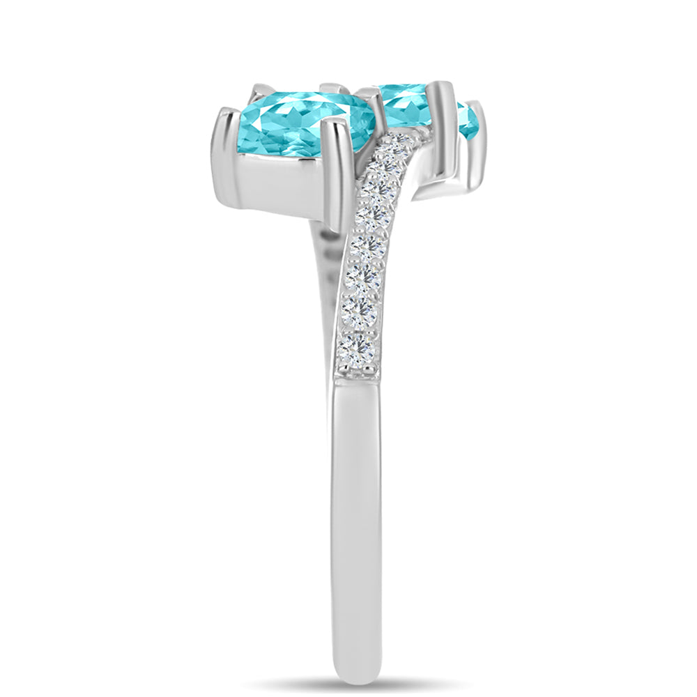 Anillo de Plata con Cuarzo Paraiba y Topacio Blanco 4 