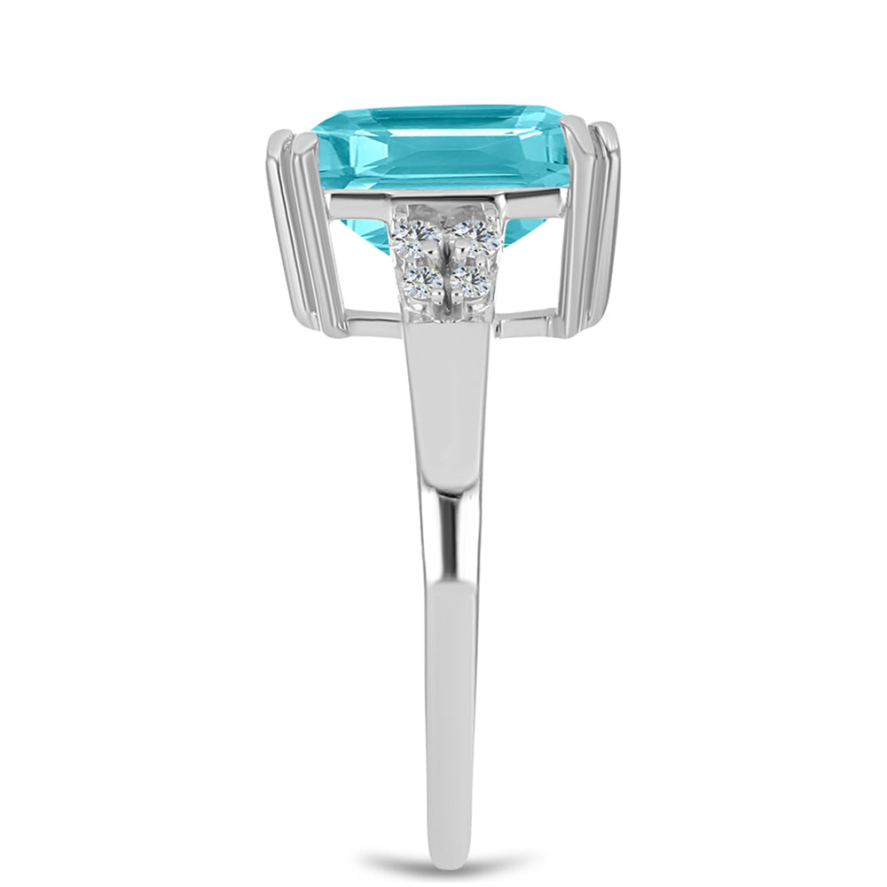 Anillo de Plata con Cuarzo Paraiba y Topacio Blanco 4 