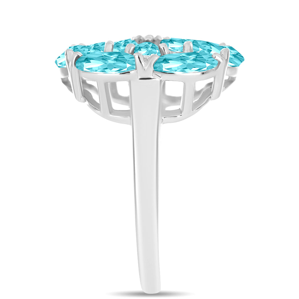 Anillo de Plata con Cuarzo Paraiba y Topacio Blanco