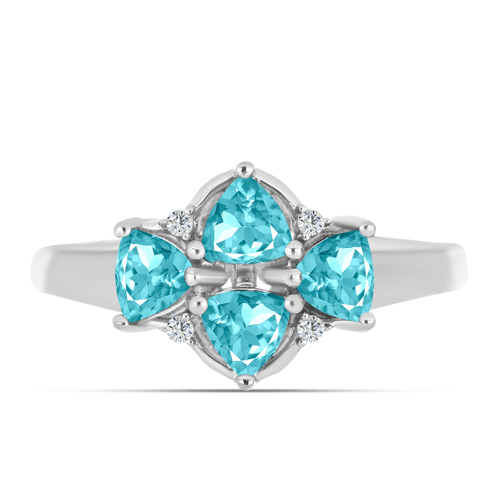 Anillo de Plata con Cuarzo Paraiba y Topacio Blanco 1 