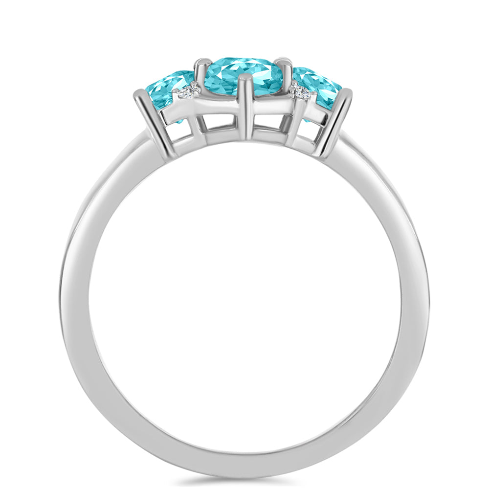 Anillo de Plata con Cuarzo Paraiba y Topacio Blanco