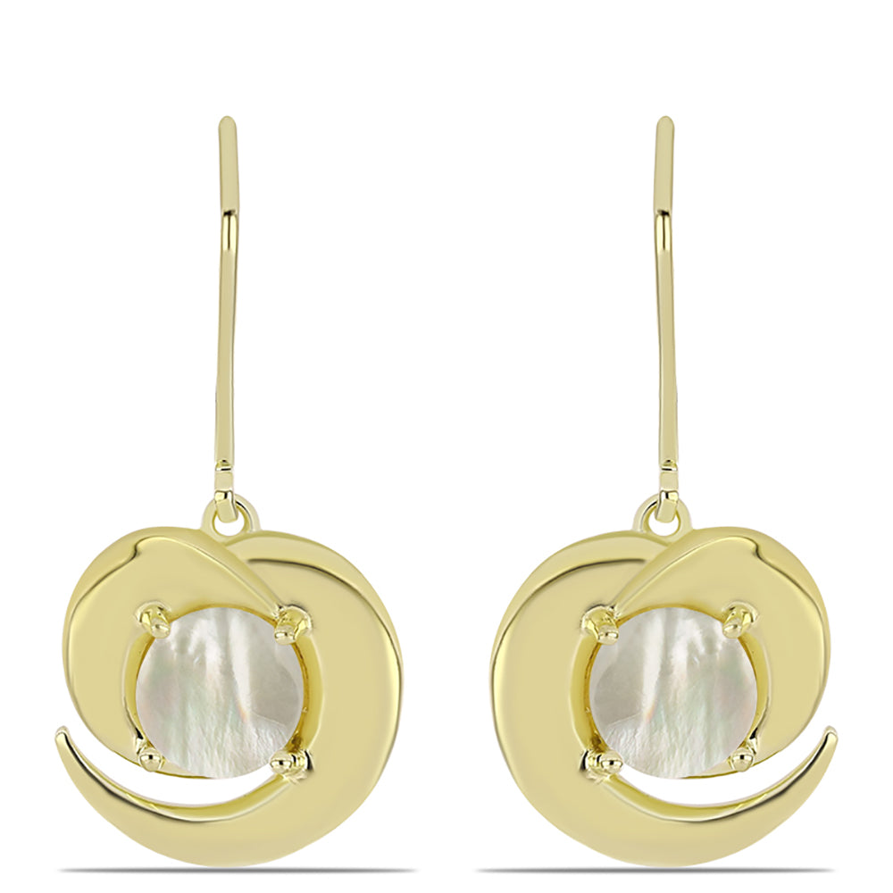 Pendientes de Plata Bañada en Oro con Madreperla