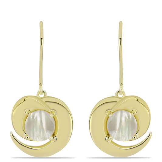 Pendientes de Plata Bañada en Oro con Madreperla