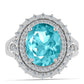 Anillo de Plata con Cuarzo Paraiba y Topacio Blanco