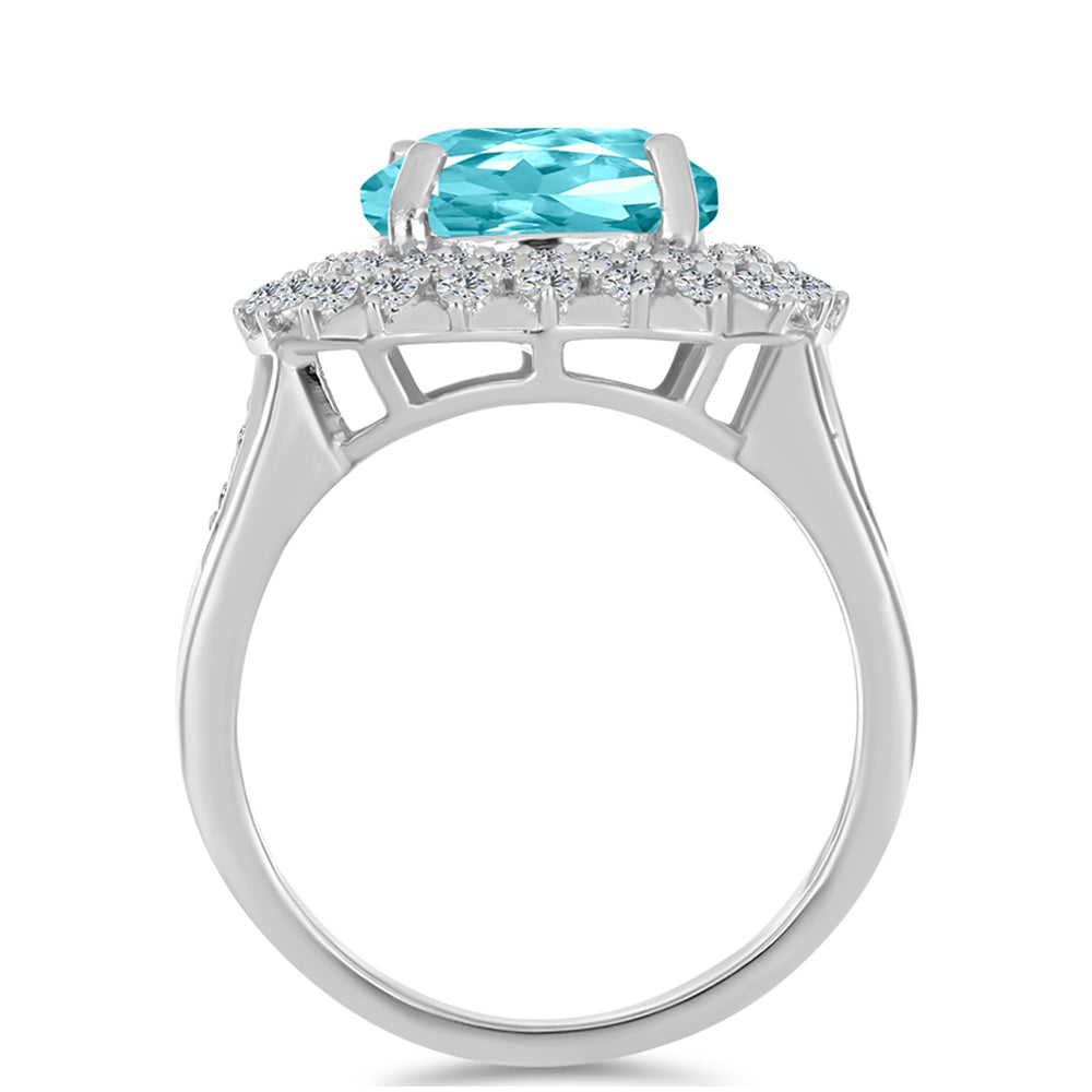 Anillo de Plata con Cuarzo Paraiba y Topacio Blanco 2 