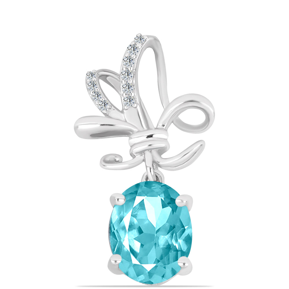 Colgante de Plata con Cuarzo Paraiba y Topacio Blanco 1 