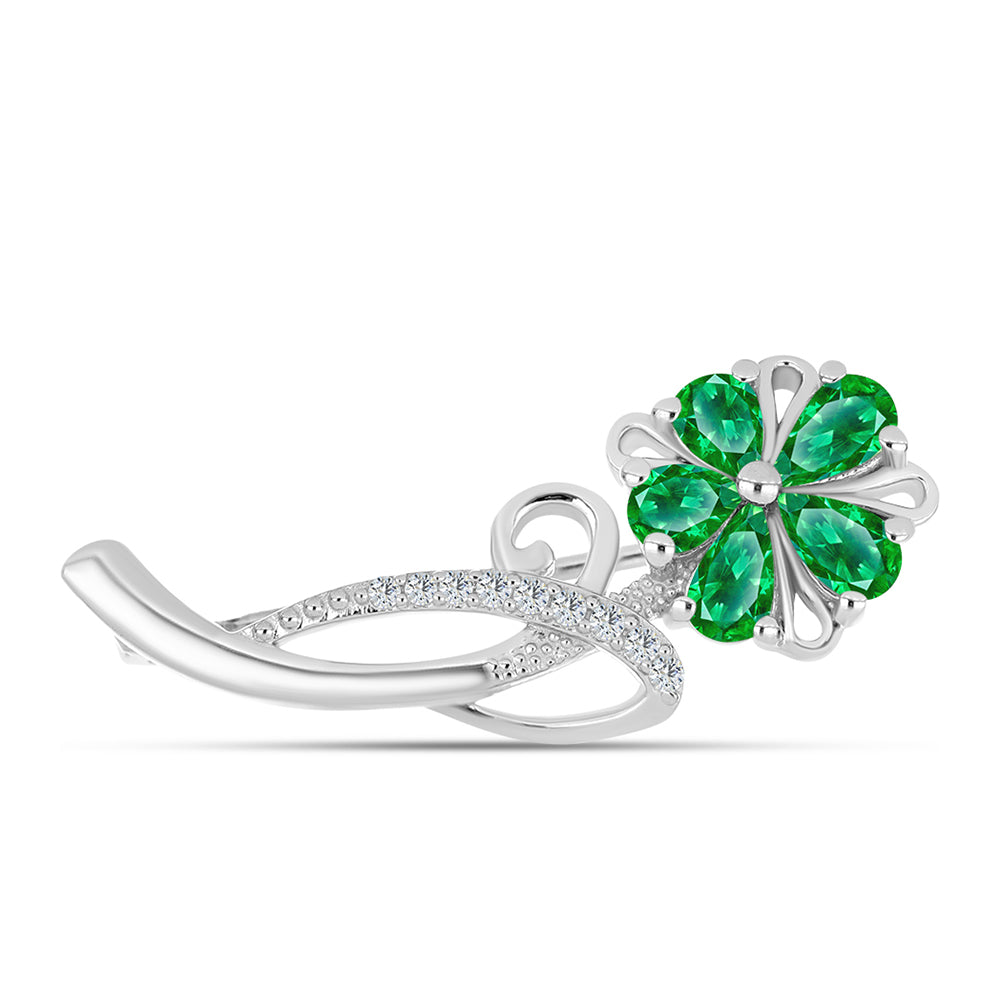 Broche de Plata con Granate Kijani y Topacio Blanco