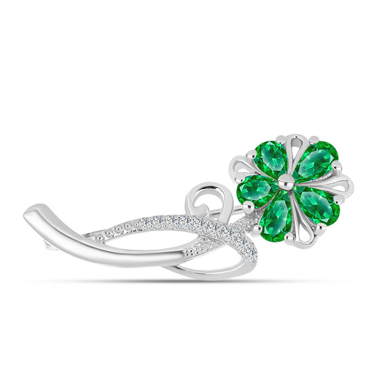 Broche de Plata con Granate Kijani y Topacio Blanco