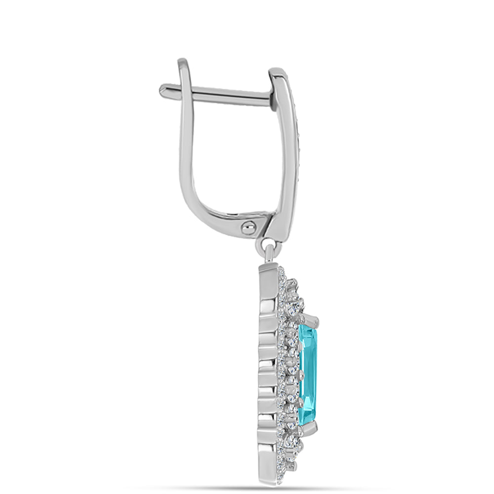Pendientes de Plata con Cuarzo Paraiba y Topacio Blanco