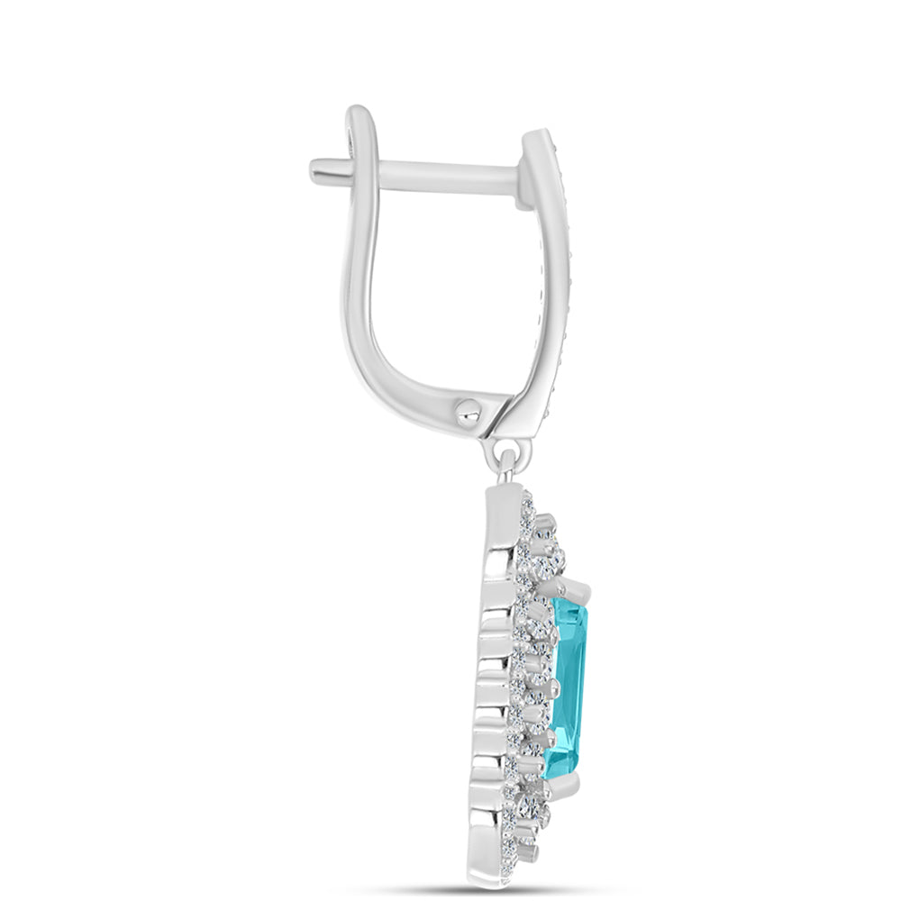 Pendientes de Plata con Cuarzo Paraiba y Topacio Blanco