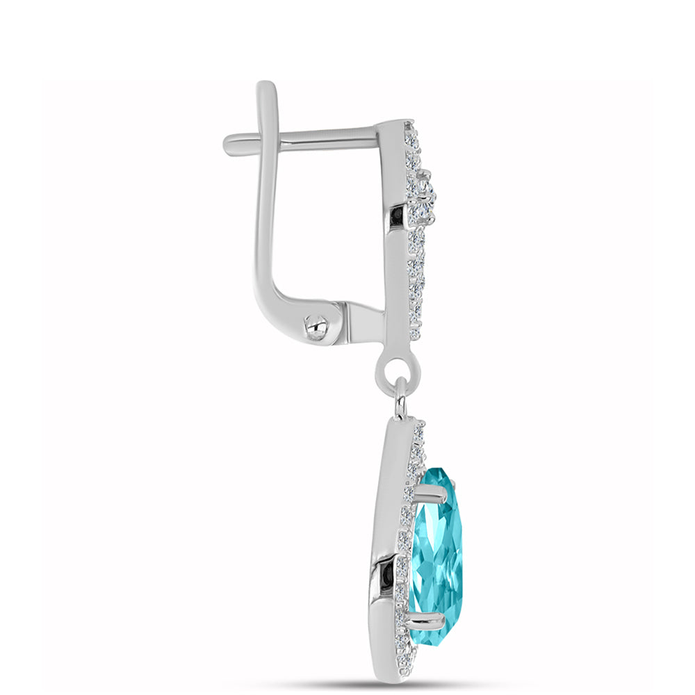 Pendientes de Plata con Cuarzo Paraiba y Topacio Blanco 2 