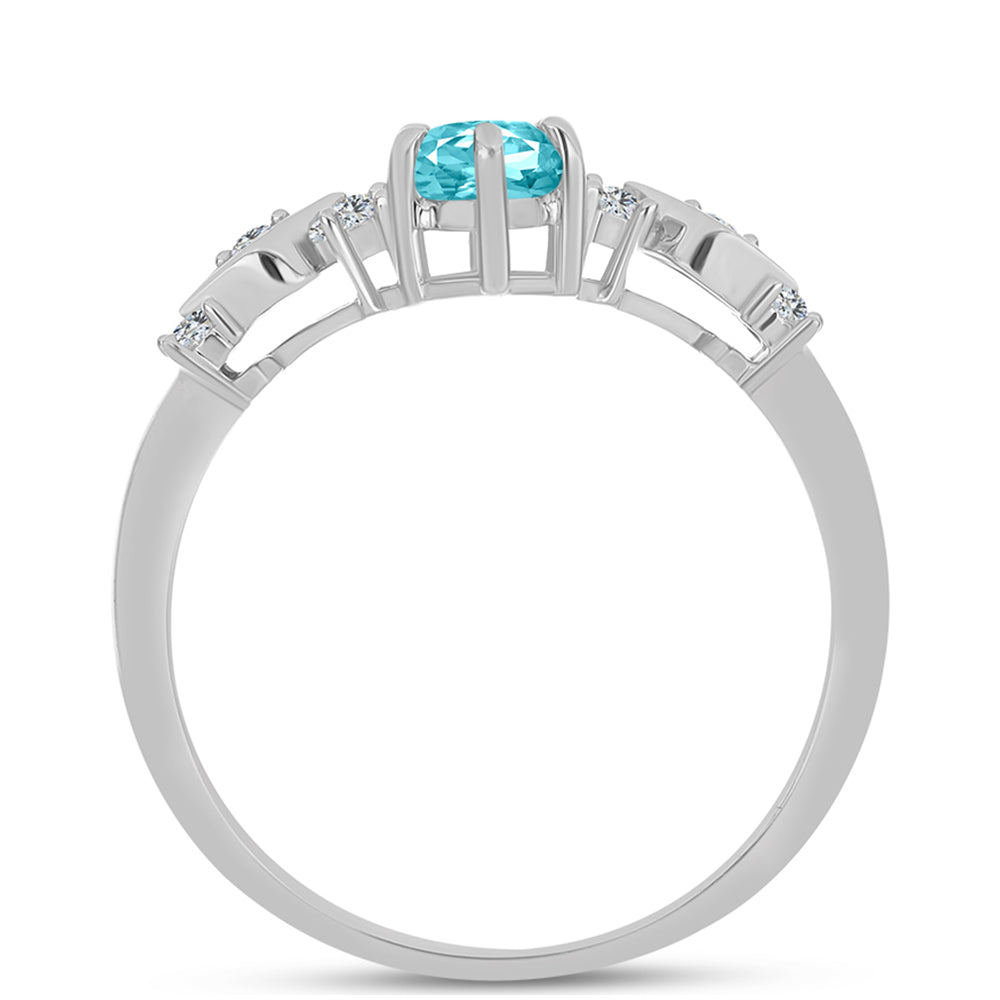 Anillo de Plata con Cuarzo Paraiba y Topacio Blanco 2 
