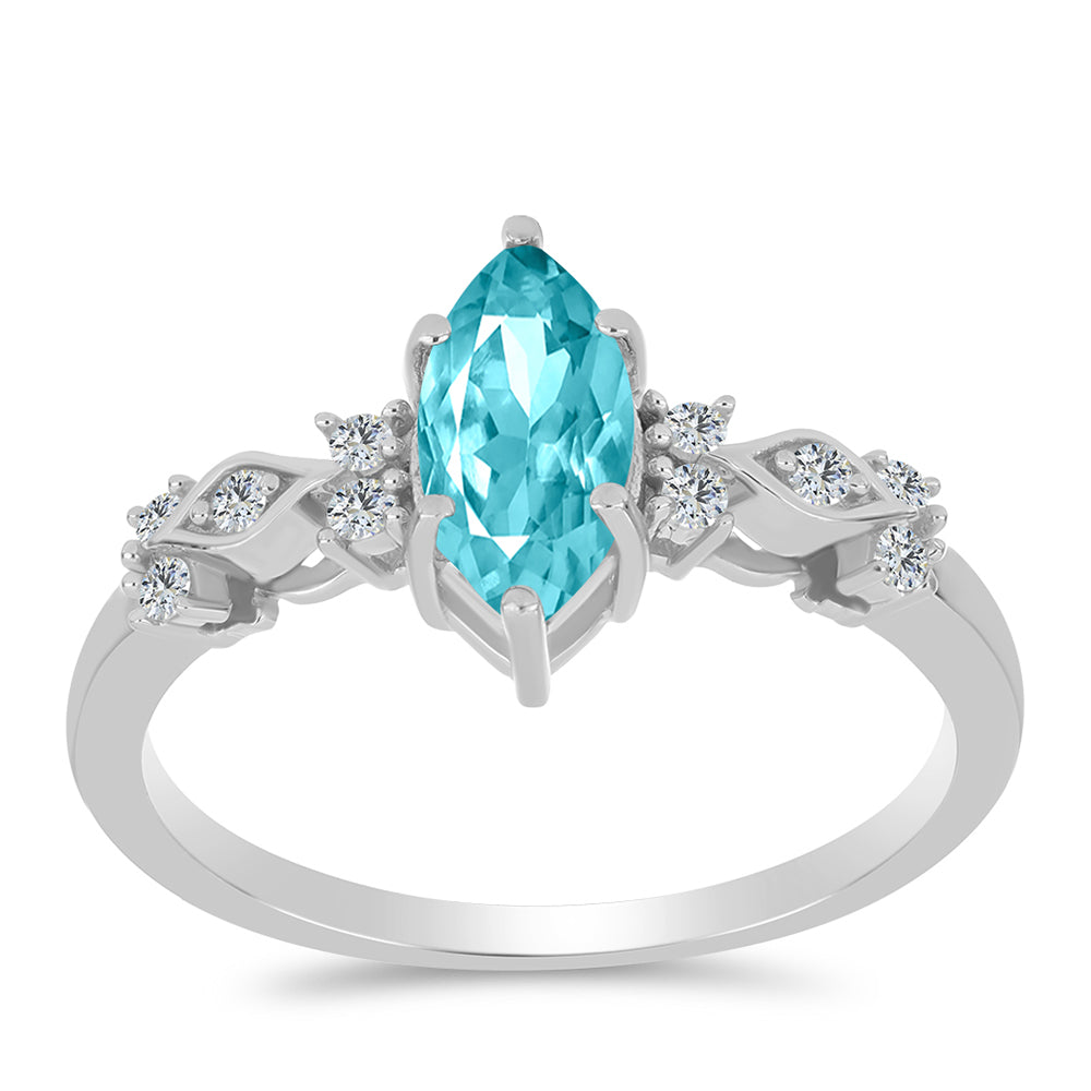 Anillo de Plata con Cuarzo Paraiba y Topacio Blanco 3 