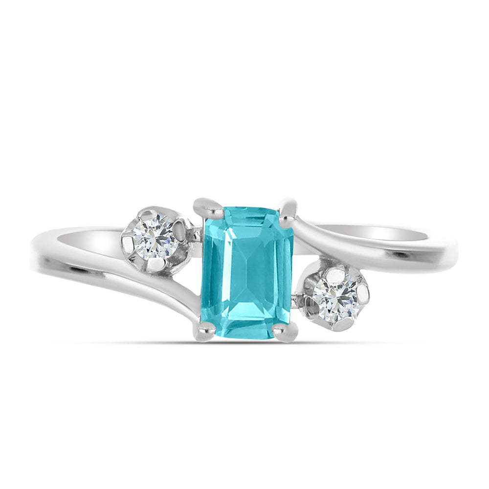 Anillo de Plata con Cuarzo Paraiba y Topacio Blanco 1 