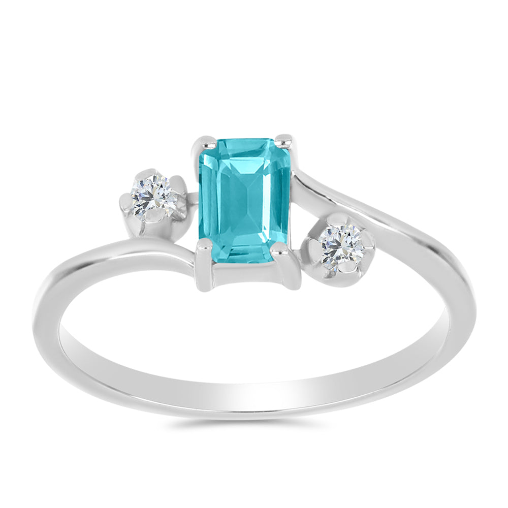 Anillo de Plata con Cuarzo Paraiba y Topacio Blanco 3 