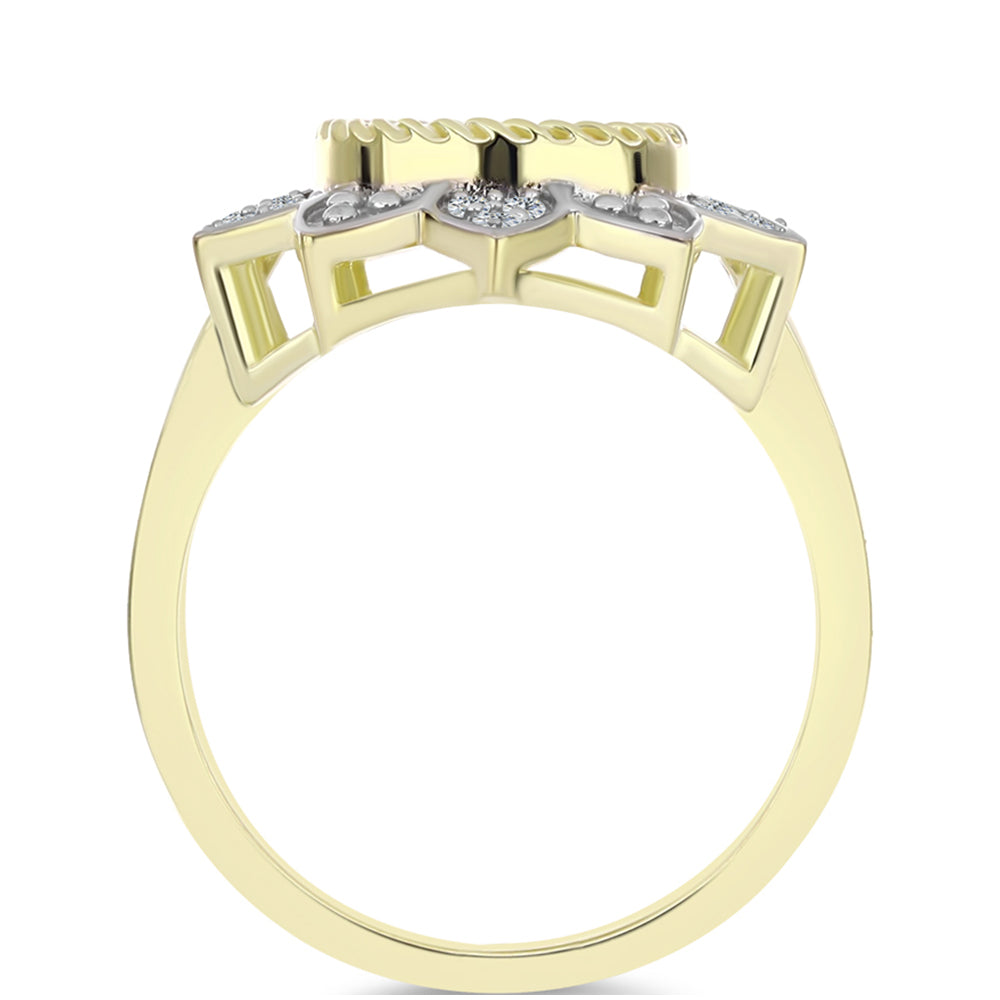 Anillo de Plata Bañada en Oro con Madreperla y Topacio Blanco 2 