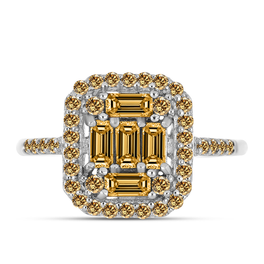 Anillo de Plata con Moisanita Champagne 1 