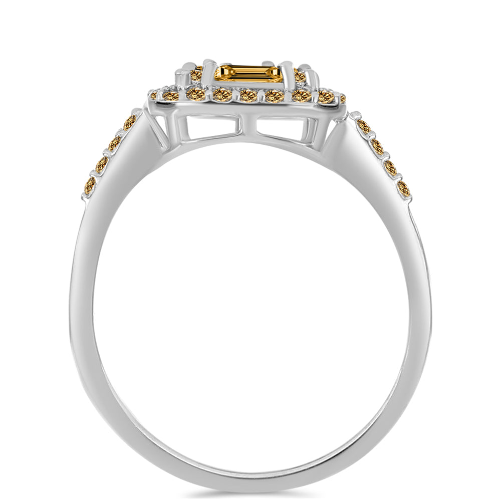 Anillo de Plata con Moisanita Champagne 2 