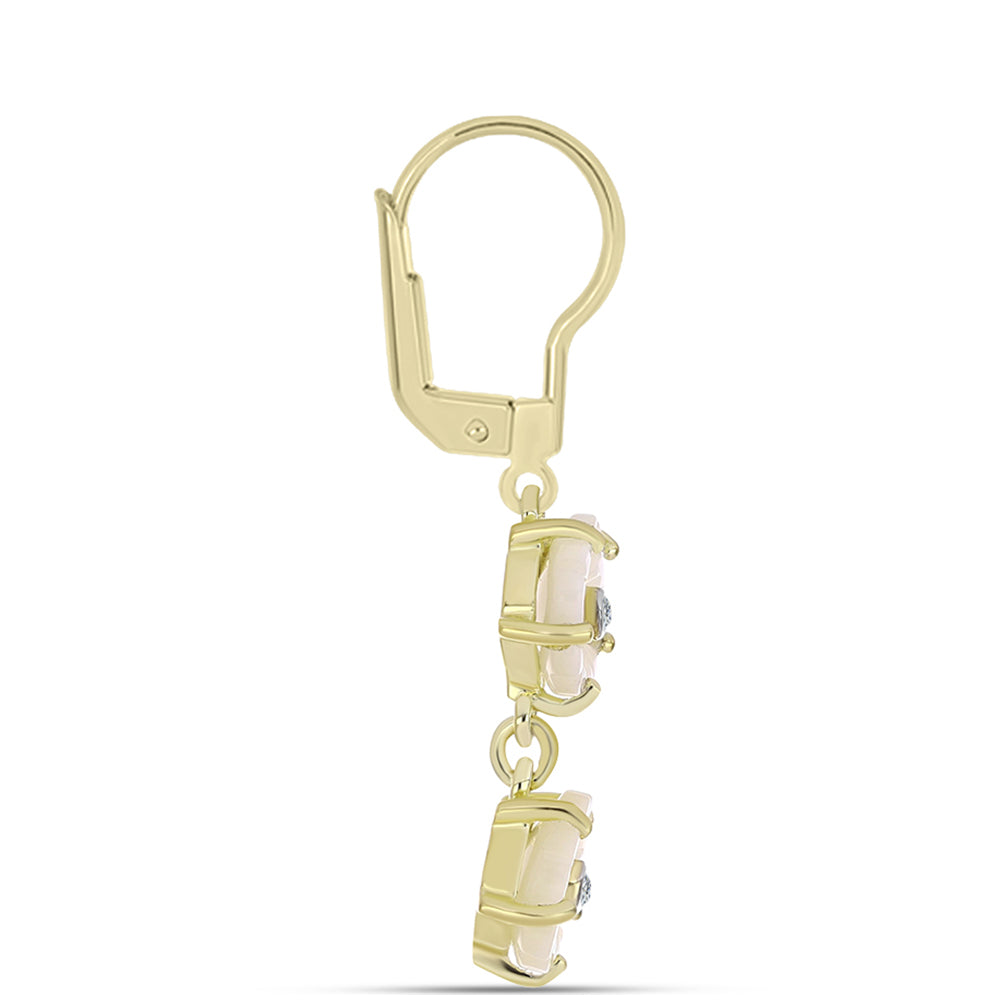 Pendientes de Plata Bañada en Oro con Madreperla y Topacio Blanco