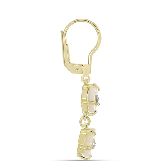 Pendientes de Plata Bañada en Oro con Madreperla y Topacio Blanco