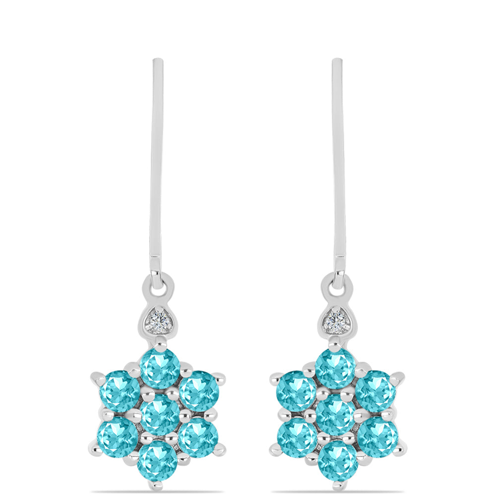 Pendientes de Plata con Cuarzo Paraiba y Topacio Blanco