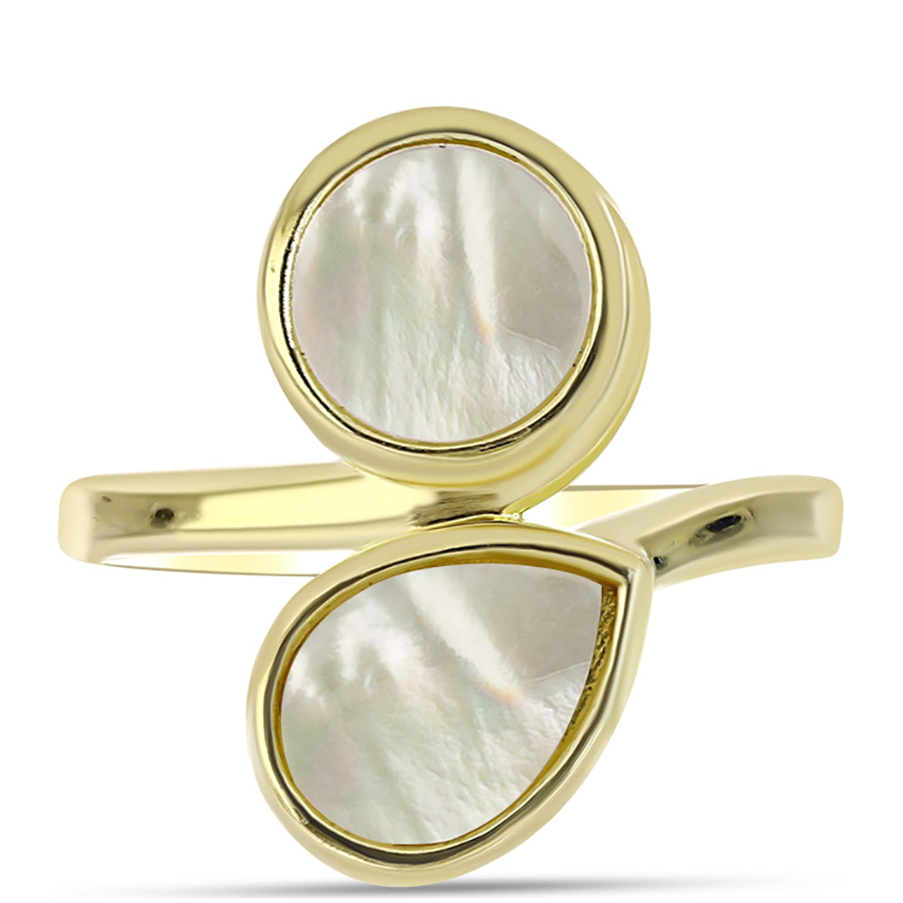 Anillo de Plata Bañada en Oro con Madreperla 1 