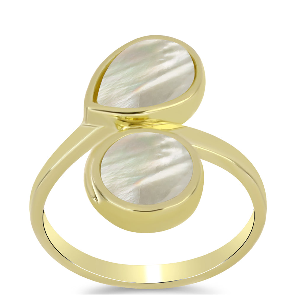 Anillo de Plata Bañada en Oro con Madreperla 3 