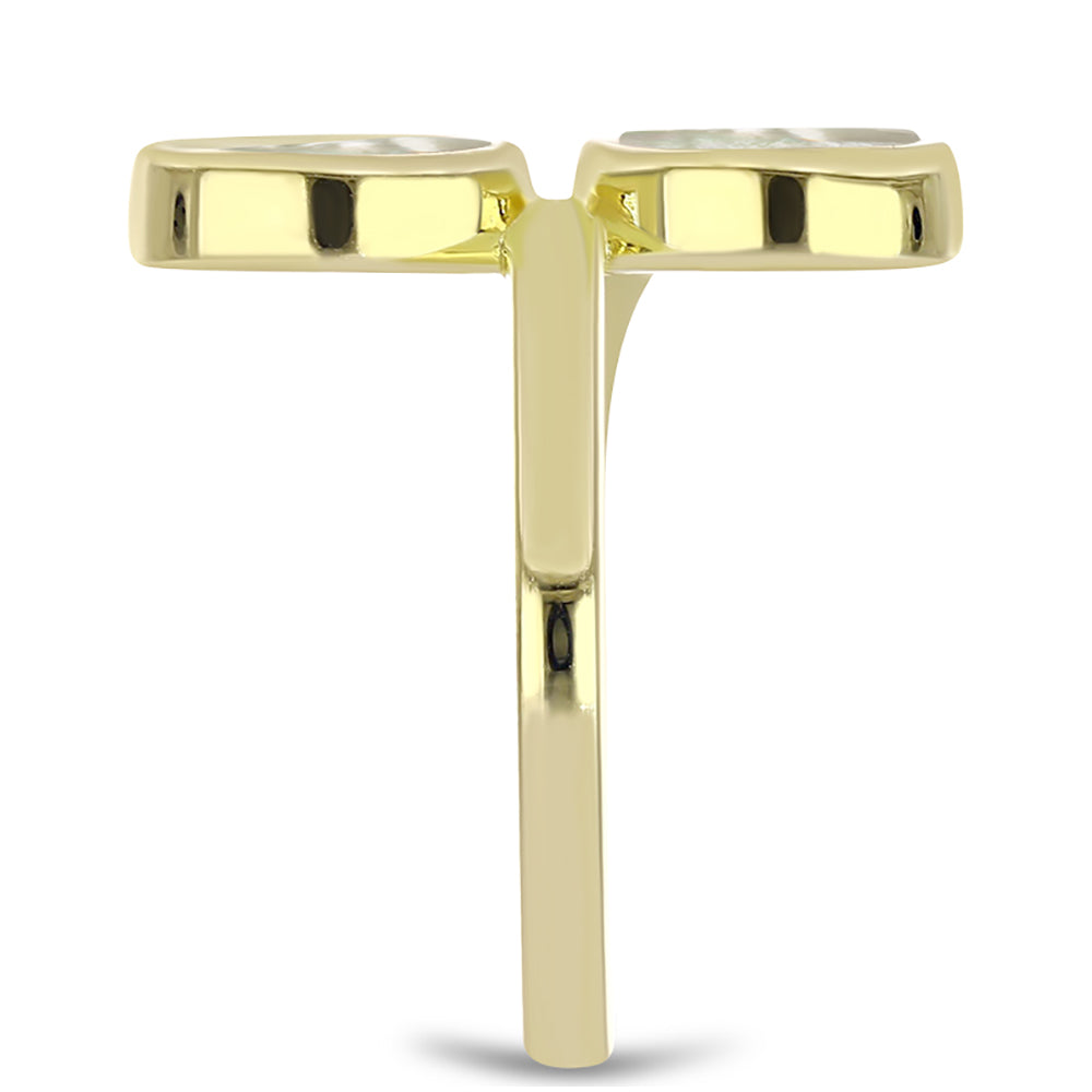 Anillo de Plata Bañada en Oro con Madreperla 4 