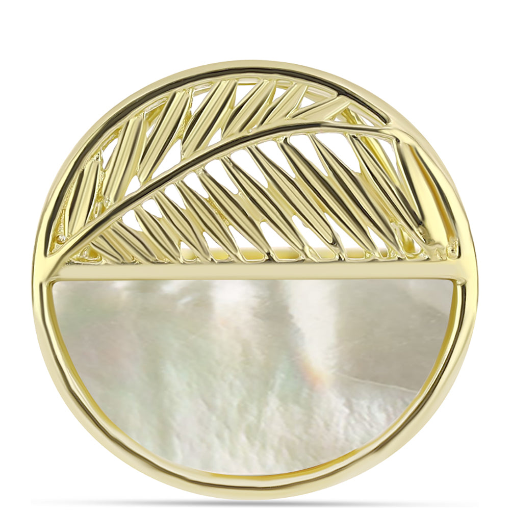 Anillo de Plata Bañada en Oro con Madreperla