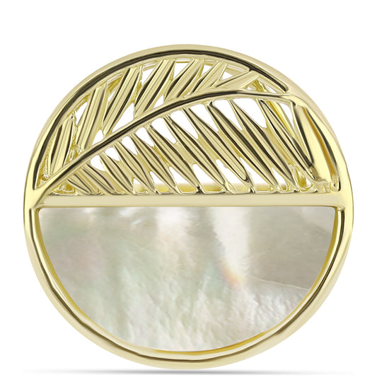 Anillo de Plata Bañada en Oro con Madreperla