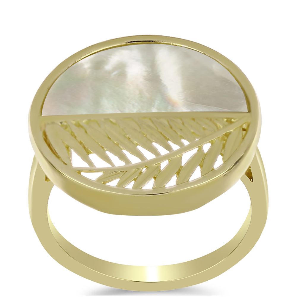 Anillo de Plata Bañada en Oro con Madreperla