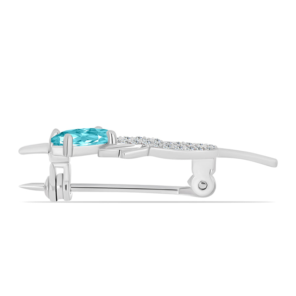Broche de Plata con Cuarzo Paraiba y Topacio Blanco 2 