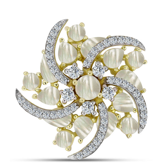 Broche de Plata Bañada en Oro con Madreperla