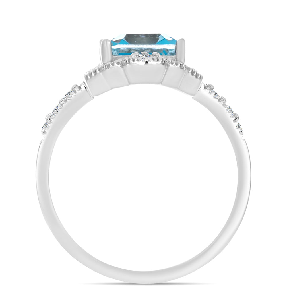 Anillo de Plata con Cuarzo Paraiba y Topacio Blanco 2 