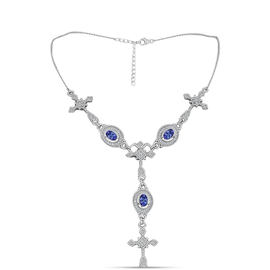 Collar de Plata con Tanzanita AAA y Topacio Blanco
