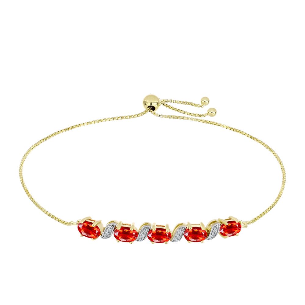 Pulsera de Plata Bañada en Oro con Ópalo Rojo etíope de Lega Dembi y Topacio Blanco 1 