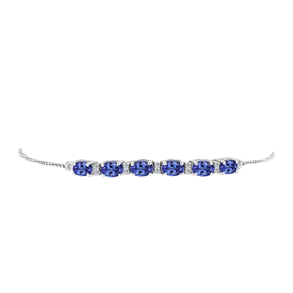 Pulsera de Plata con Tanzanita AAA y Topacio Blanco 2 