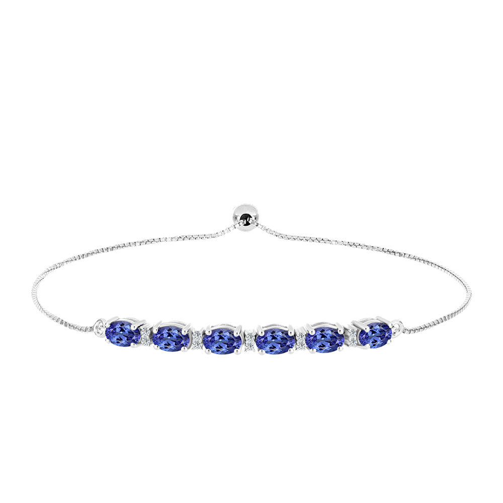 Pulsera de Plata con Tanzanita AAA y Topacio Blanco