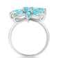 Anillo de Plata con Cuarzo Paraiba y Topacio Blanco