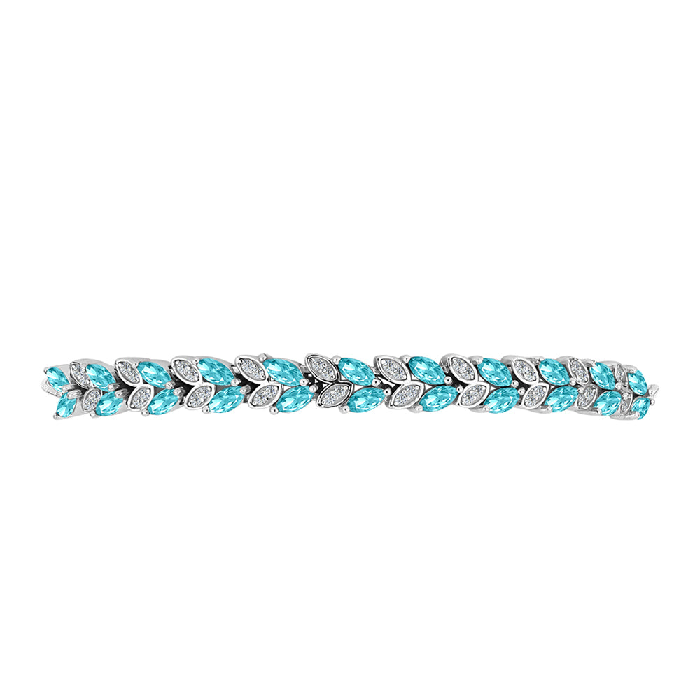 Pulsera de Plata con Cuarzo Paraiba y Topacio Blanco 2 