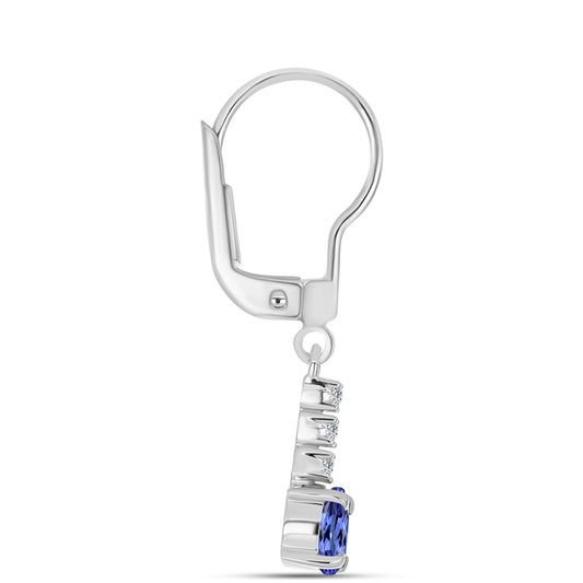 Pendientes de Plata con Tanzanita AAA y Topacio Blanco