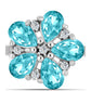 Anillo de Plata con Cuarzo Paraiba y Topacio Blanco