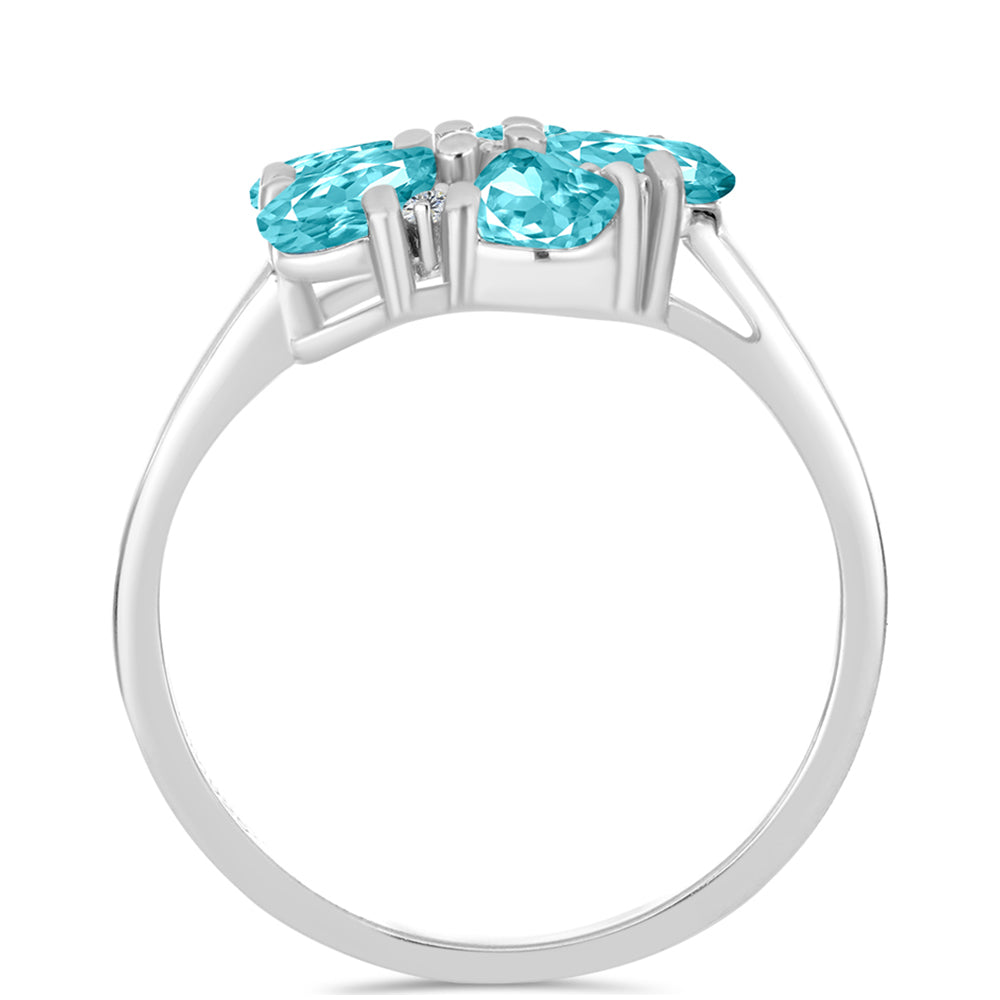 Anillo de Plata con Cuarzo Paraiba y Topacio Blanco 2 