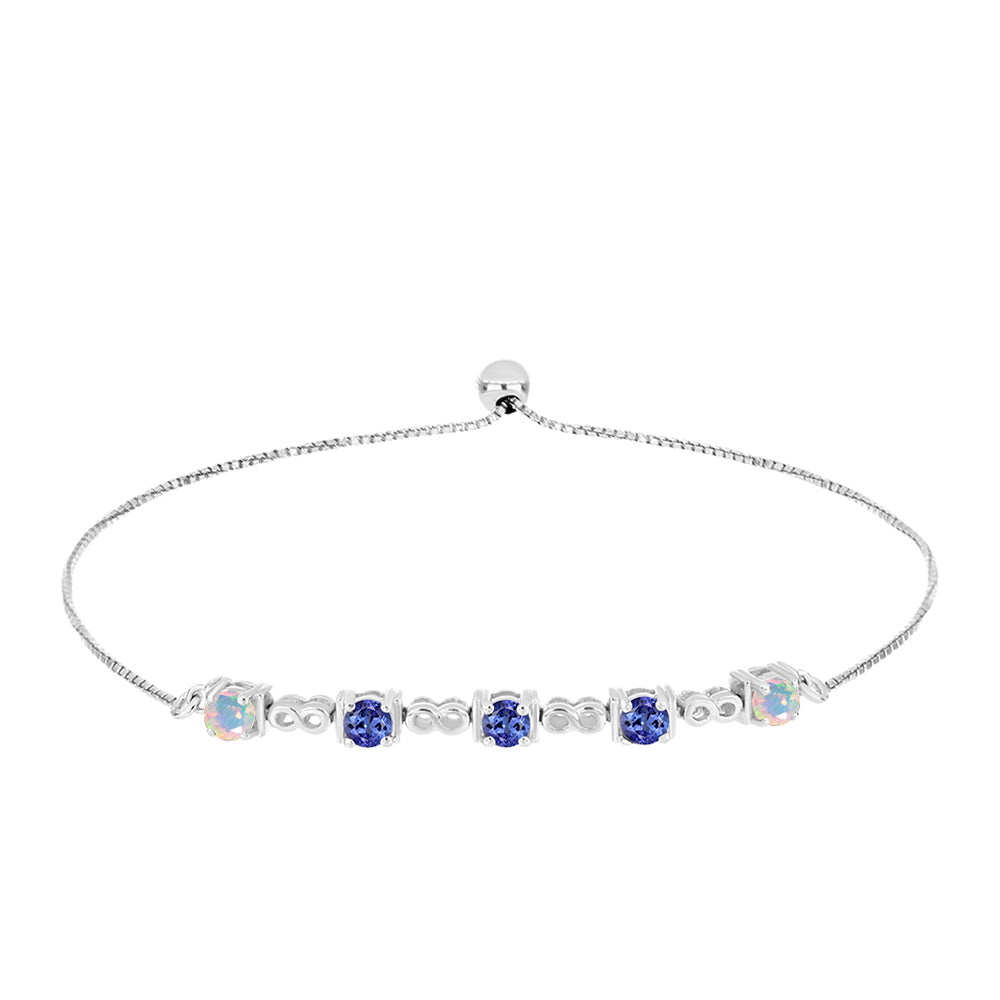 Pulsera de Plata con Tanzanita AAA y Ópalo Etiopie blanci de Lega Dembi 1 